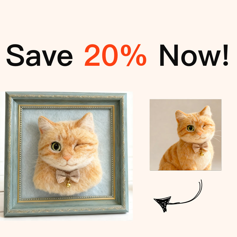 Custom Felt Art Cat Portrait Pet Memorial Gift