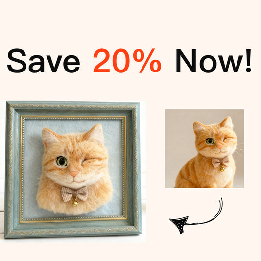 Custom Felt Art Cat Portrait Pet Memorial Gift