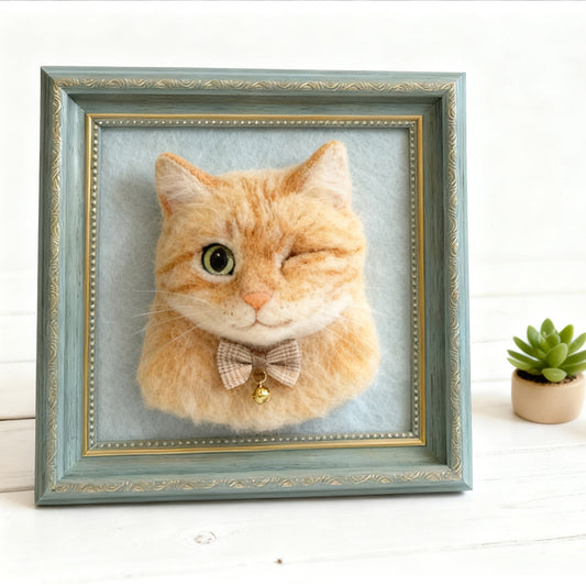 Custom Felt Art Cat Portrait Pet Memorial Gift