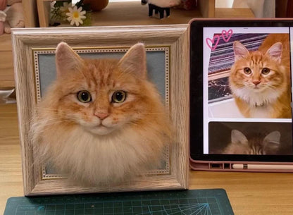 Custom Felt Art Cat Portrait Pet Memorial Gift